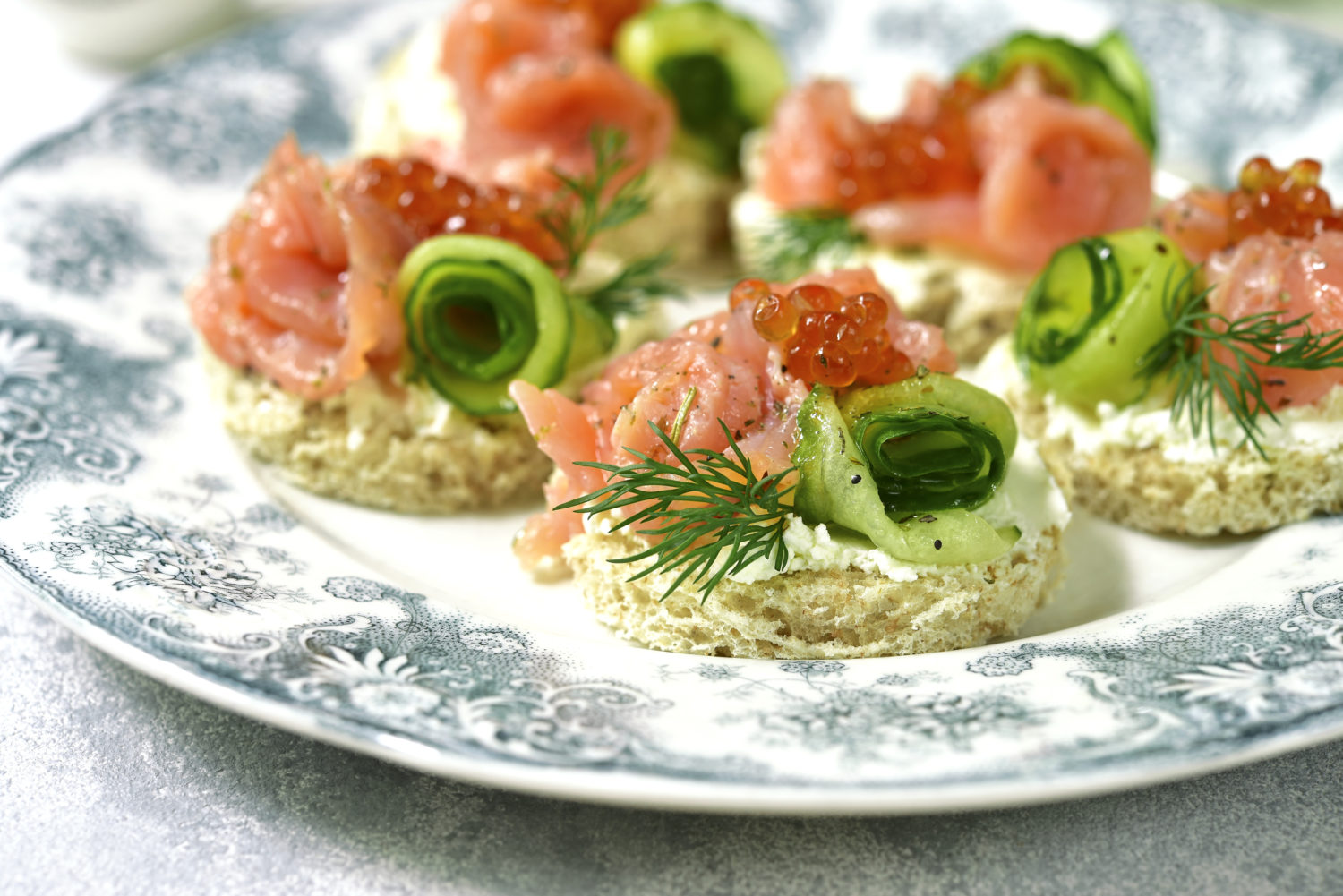 salmon and cucumber canapes