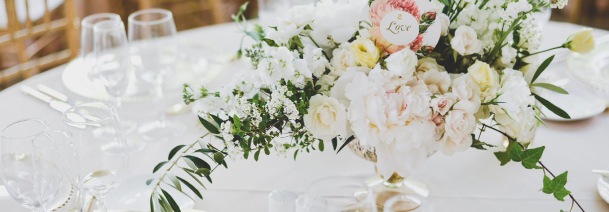 Floral arrangements with white flowers