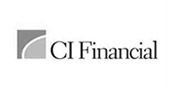 Logo of CI Financial, featuring a gray square with a white curved line on the left, followed by the text "CI Financial" in black font on a white background—a look as polished as top Toronto catering.