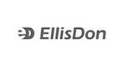The image shows the EllisDon logo, featuring a stylized "ED" symbol to the left of the company name "EllisDon" in bold, gray letters on a white background, often seen at prominent toronto catering and event venues.